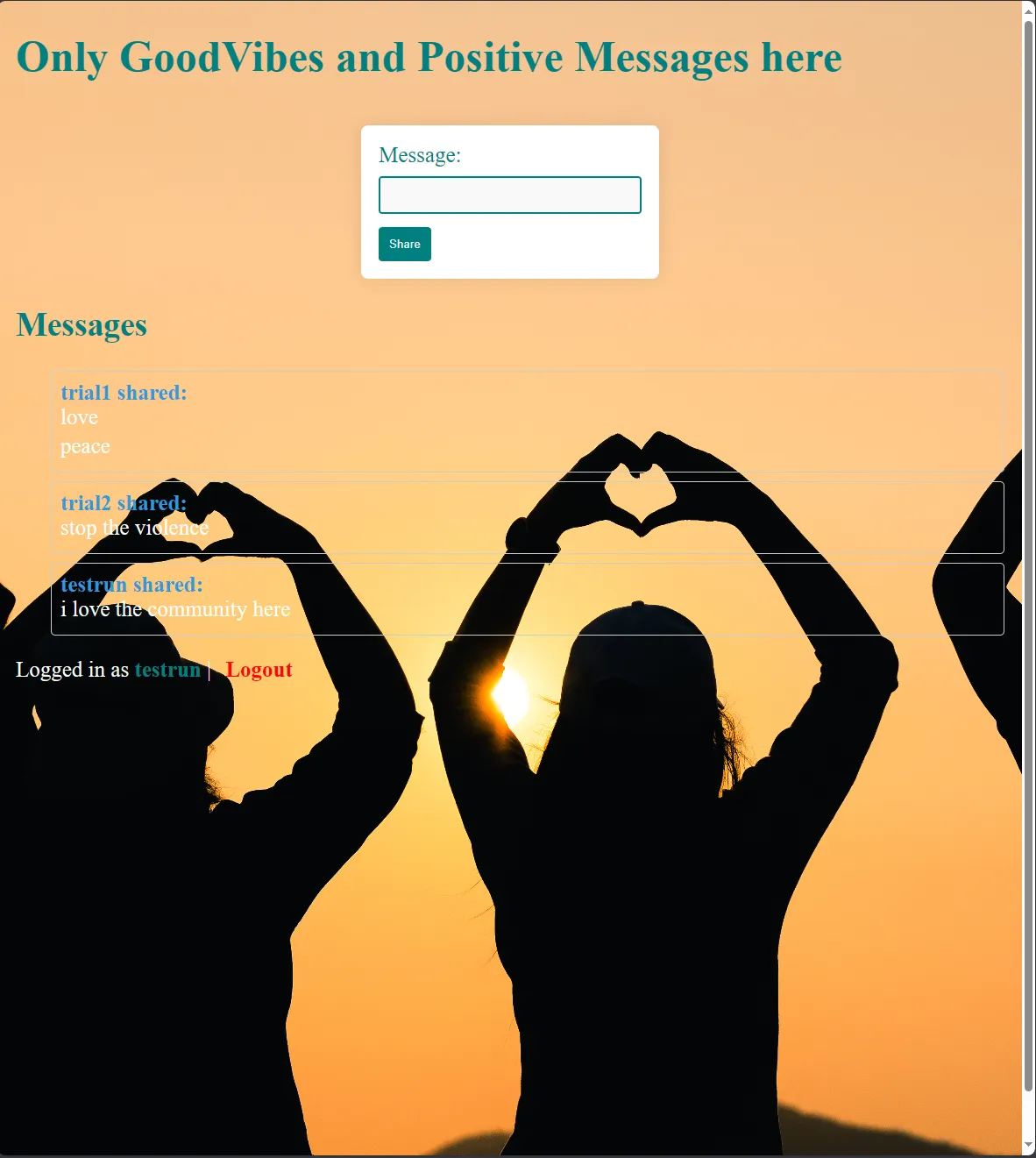 Spreading Positivity Social app hero