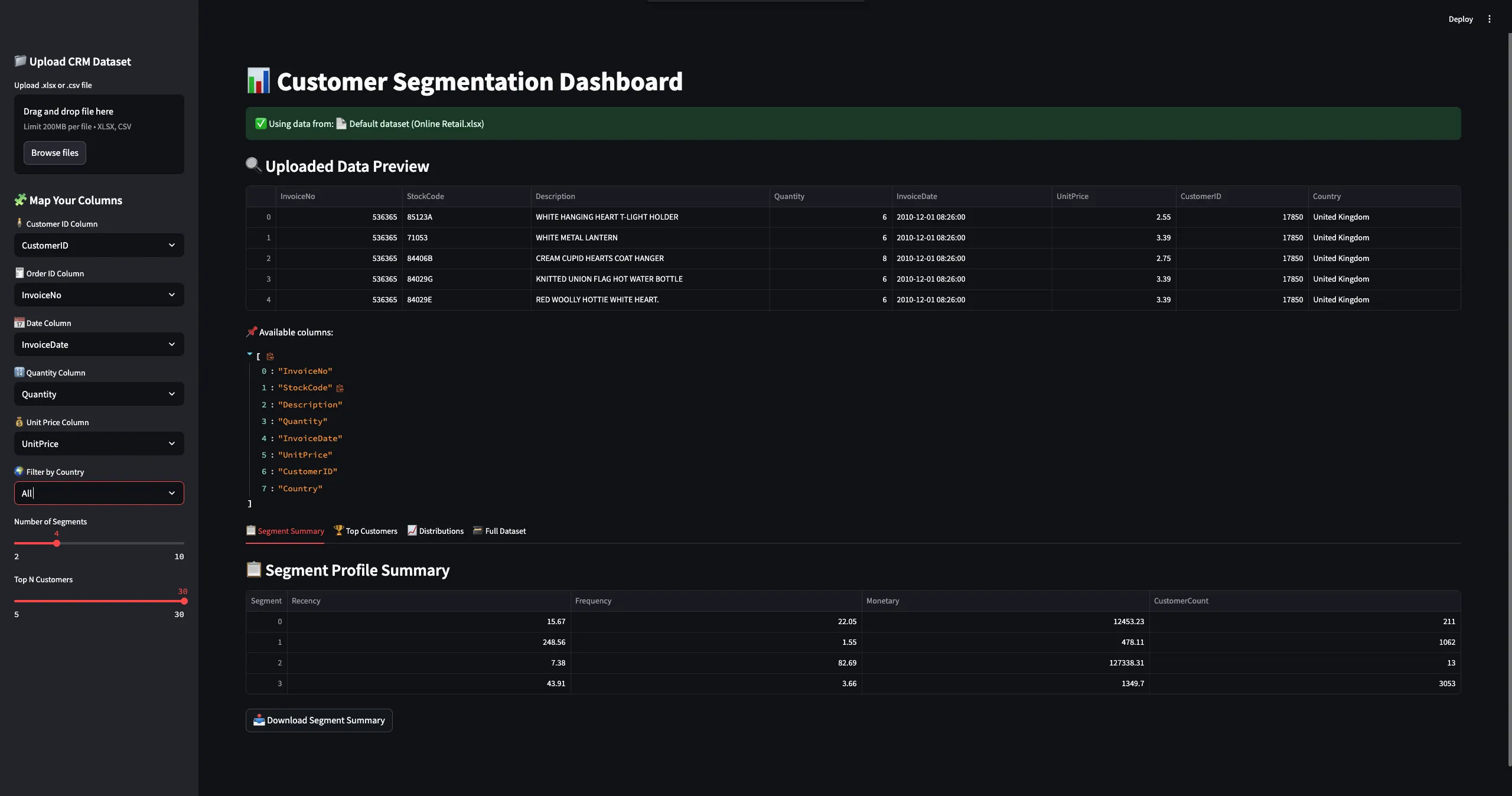 Customer Segmentation App