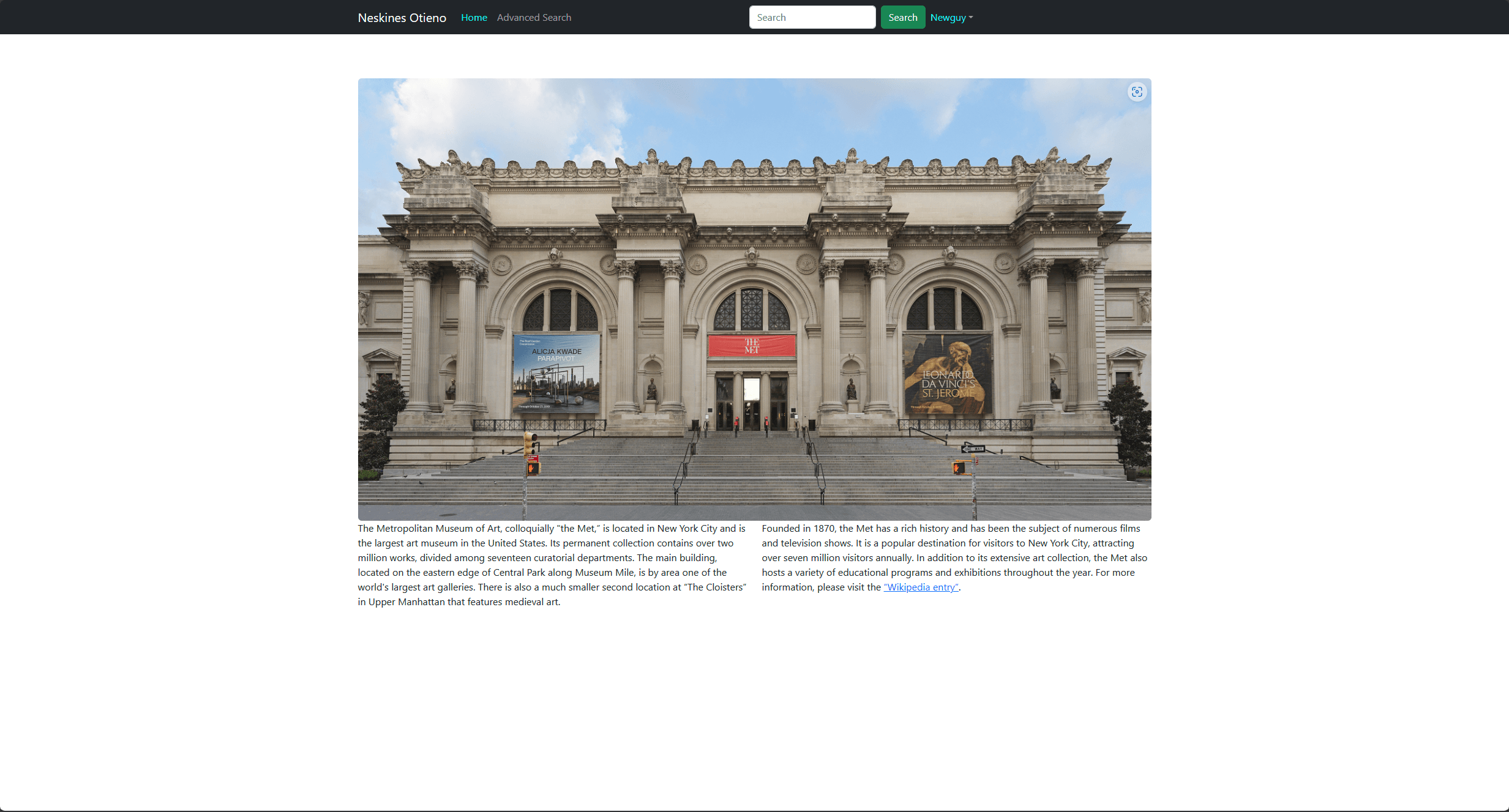 Online Art gallery screenshot