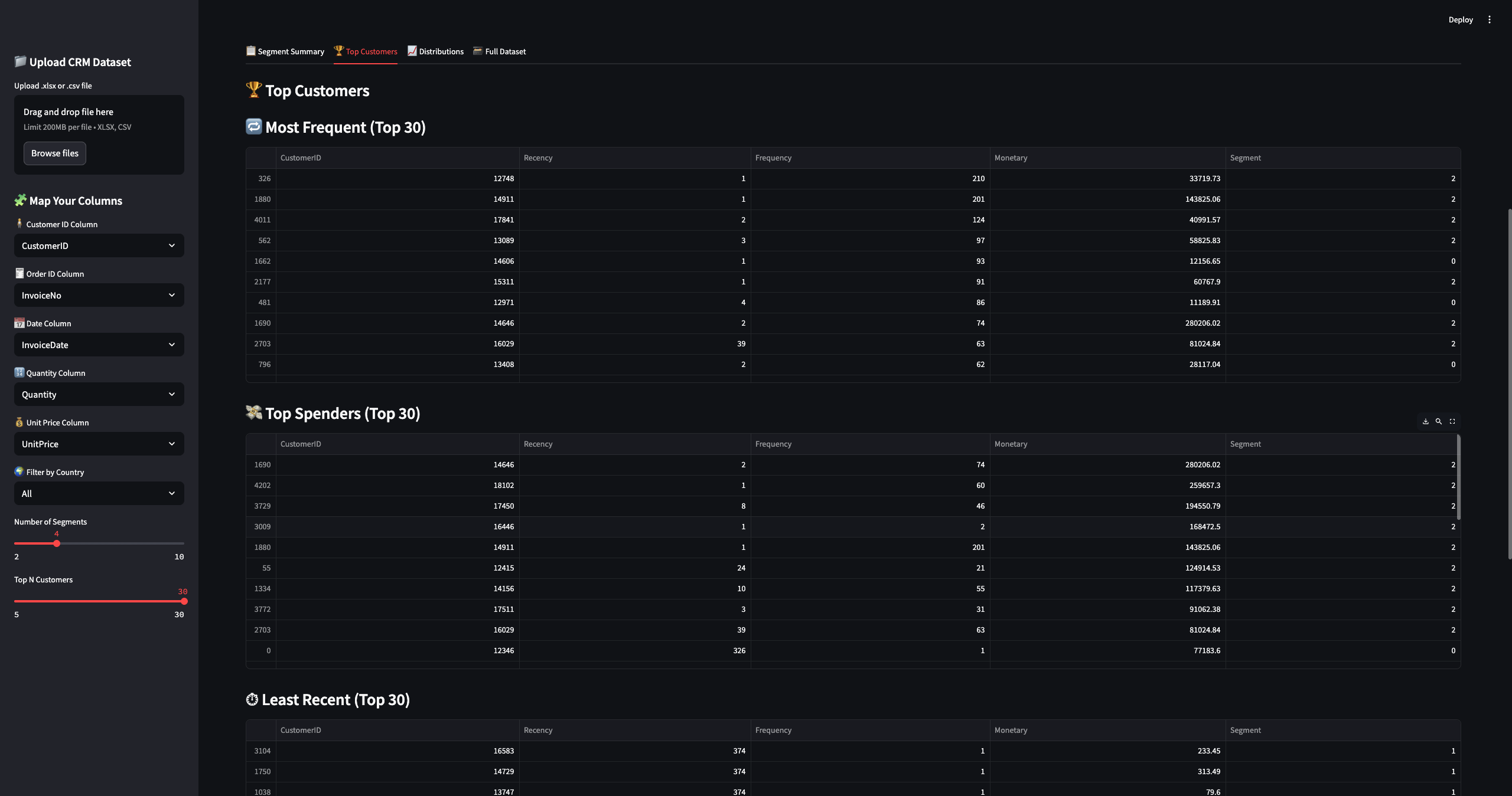 Customer Segmentation App screenshot 2